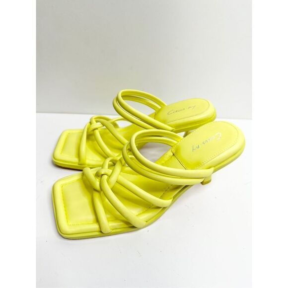 Sam Edelman Sandals Womens Size 8 Square Toe Slide On Lime Green - Picture 3 of 10